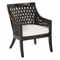 OSP Home Furnishings PLN157-AB Plantation Lounge Chair With Cushion in Antique Black Finish